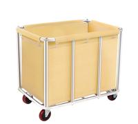 Carrello per lavanderia pesante commerciale, grande carrello portaoggetti in acciaio inox con ruote, cesti di rotolamento, camion con fodera rimovibile in tela per Lndustrial/Home 400L