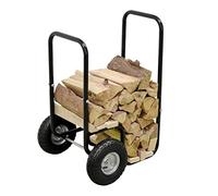 Carrello per legna da ardere in TP, 57 × 55 × 101 cm, in acciaio con 2 pneumatici con una portata fino a 80 kg, carrello per il trasporto