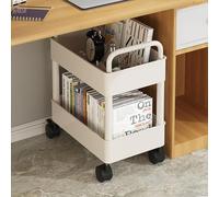Carrello per libreria mobile a 2 livelli, carrello portaoggetti su ruote, carrello portaoggetti con ganci, carrello portaoggetti per giocattoli per la casa e snack, per biblioteca, casa