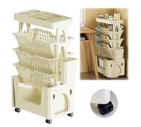 Carrello per libri a 5 ripiani con ruote, per ufficio, dormitorio, classe, elegante design giallo per una facile nizzazione