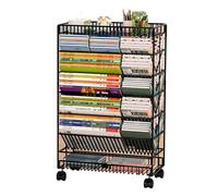 Carrello per libri a 5 ripiani - Libreria mobile inclinata per uffici, aule, biblioteche, sale studio, carrello nero