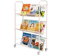 Carrello per libri a rotelle, libreria mobile con ruote, moderna torre verticale per libri, libreria salvaspazio a scaffale aperto, espositore per libri per camera da letto e soggiorno