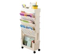 Carrello per libri con rotelle, compatto, da scrivania, con portariviste rimovibile per spazi ristretti