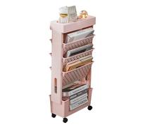 Carrello per libri con rotelle, compatto, da scrivania, con portariviste rimovibile per spazi ristretti