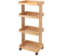 Carrello per libri in legno, organizer per libri a 4 ripiani, sottile carrello portaoggetti per la biblioteca domestica, design in legno massello, ideale per la camera dei bambini o la cameretta dei