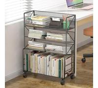 Carrello per libri mobile con ruote bloccabili, organizer per ufficio e casa, grande carrello in metallo per l'accesso ai documenti