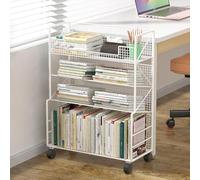 Carrello per libri mobile con ruote bloccabili, organizer per ufficio e casa, grande carrello in metallo per l'accesso ai documenti