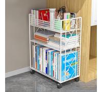 Carrello per libri mobile con ruote bloccabili, organizer per ufficio e casa, grande carrello in metallo per l'accesso ai documenti