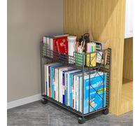 Carrello per libri mobile con ruote bloccabili, organizer per ufficio e casa, grande carrello in metallo per l'accesso ai documenti