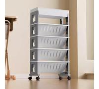 Carrello per libri sottile con ruote, libreria a 5/6 ripiani per aule biblioteche e studi, scaffale verticale per riporre in modo efficiente