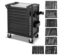 Carrello per officina Phoenix 260 chiudibile a chiave con 7 cassetti, dotato di un assortimento di utensili premium da 260 pezzi in cromo vanadio