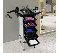Carrello per parrucchiere a 6 ripiani, carrello per salone, carrello per armadietto portaoggetti, struttura in tubo di acciaio inossidabile + plastica DescrizioneHai bisogno di un carrello da parrucch