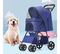 Carrello Per Passeggino Per Animali Domestici, Prese Di Ventilazione Multidirezionali, Doppi Freni Sulla Ruota Posteriore Girevole a 360°, Passeggini Per Animali Domestici Con Cestello Portaoggetti
