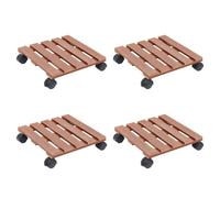 Carrello per piante, 4 pezzi, 30 x 30 x 7,5 cm, WPC con ruote girevoli | WPC resistente esterno, capacità 100 kg, freni su 2 ruote, ruote 360°, montaggio facile con manuale incluso