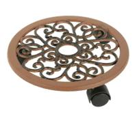 Carrello per Piante Ghisa, Ø 30cm, Braun Portata: 50 KG Decorato, 3 Ruoli Tondo