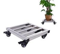 Carrello per piante in acciaio inox resistente con ruote, carrello da giardino da 50 cm, per grandi vasi da fiori, contenitore resistente per un facile spostamento delle piante, supporto per piante