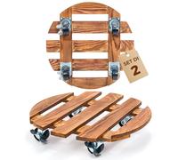 Carrello per Piante in Legno con Ruote girevoli Set di 2 Supporti per vasi
