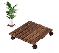 Carrello per piante in legno su ruote, supporto per piante da interno/esterno, carrello per piante da giardino, 30 x 40 cm, perfetto per la decorazione della casa e del giardino
