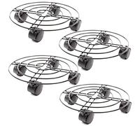 Carrello per Piante in Metallo su Ruote, Confezione da 4 Supporti Mobili per Fioriere per Vasi da Interno ed Esterno, 27 cm Ciascuno