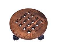 Carrello per Piante, Portavasi Rotondo in Legno, Portavaso in Legno, Carbonizzato, Resistente Alla Corrosione, Impermeabile, con Ruote Girevoli a 360 °, per Giardino Interno All'aperto (Marrone)