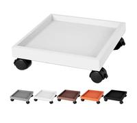 Carrello per piante quadrato, carrello per piante con ruote, resistente, supporto per piante per casa, attrezzi da giardino, vassoio con sottovaso con ruote (bianco, 24 cm)