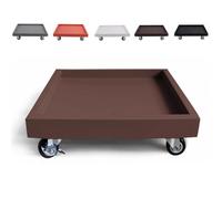 Carrello per piante quadrato, carrello per piante con ruote, resistente, supporto per piante per casa, attrezzi da giardino, vassoio con sottovaso con ruote (marrone, 42 cm)