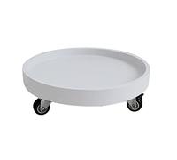 Carrello per piante rotondo con ruote, sollevatore per vasi per interni ed esterni, piccolo supporto per vasi di fiori, portavasi su ruote, attrezzi da giardino (colore: bianco, dimensioni: 26 cm/10
