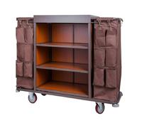 Carrello per Pulizie Commerciali Multifunzionale, Carrello per Pulizie Tradizionale a 3 Strati con Ruote, Design a Molte Tasche, Adatto per la Pulizia delle Camere degli Ospiti, Hotel, Appartamenti