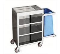 Carrello per pulizie in acciaio inox resistente, carrello per pulizie con ruote silenziose e supporto per mocio per pulizia di grande capacità in hotel e uffici