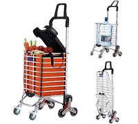Carrello per salire le scale a 8 ruote con piastra di protezione, manico girevole a 360°, capacità di carico 51 kg, carrello pieghevole multifunzione per la spesa per magazzino e uso esterno