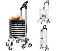 Carrello per salire le scale, carrello pieghevole a spinta a 8 ruote con manico girevole a 360°, capacità di carico 51 kg, carrello multiuso con piastra di copertura