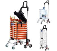 Carrello per salire le scale, carrello pieghevole a spinta a 8 ruote con manico girevole a 360°, capacità di carico 51 kg, carrello multiuso con piastra di copertura