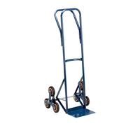 Carrello per Scale con 3 Ruote Portatutto, ruote Rotanti, Portapacchi in Acciaio Verniciato Blu, Portata Massima 120 kg, Dimensioni 130x50x57 cm, Ideale per Scale e Gradini