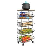Carrello per snack con ruote, carrello da pranzo - Carrello con porta verdure - Carrello portaoggetti su ruote, scaffale per verdure, salvaspazio per snack, verdure, frutta e verdura