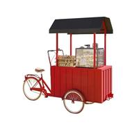 Carrello per triciclo con grande scatola portaoggetti per cibo da strada, matrimoni, feste e mercati, ideale come espositore per fiori