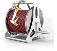 Carrello per Tubi, Carrello Avvolgitubo da Giardino con Ugello Spray, Tubo dell'Acqua per Esterni Montato A Parete/Portatile in Acciaio Inossidabile Avvolgitubo per Piantagione da 1/2 '', Red, 40m