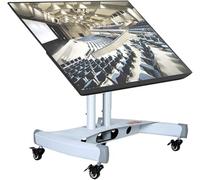 Carrello per TV mobile a bassa altezza per TV da 32-75 pollici, supporto regolabile ad angolo di 90°, con regolazione dell'altezza, supporto portatile per TV con ruote bloccabili, ideale per uso