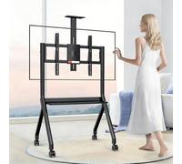 Carrello per TV mobile per schermi da 55 a 100", supporto regolabile in altezza con ruote di bloccaggio, adatto per lavagna interattiva, supporta 119,7 kg