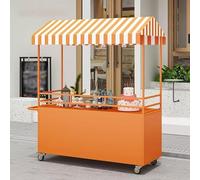 Carrello per venditori all'aperto con tettoia e contenitori, versatile chiosco di cibo da strada per mercati, eventi e display, 180 cm