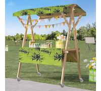 Carrello per venditori ambulanti di Cibo da Strada Portatile con Tenda da Sole, bancarella di Cibo per Eventi/fiere di Strada, espositore per bancarelle in Legno per venditori all'
