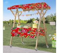 Carrello per venditori ambulanti di Cibo da Strada Portatile con Tenda da Sole, bancarella di Cibo per Eventi di Strada/Fiera, espositore in Legno per venditori ambulanti all'apert