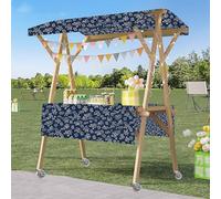 Carrello per venditori ambulanti di Cibo da Strada Portatile con Tenda da Sole, bancarella di Cibo per Eventi/fiere di Strada, espositore in Legno per venditori ambulanti (Altezza,