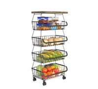 Carrello per verdure, carrello snack con ruote - Cesto di stoccaggio della frutta in metallo flessibile - Organizer per frutta da cucina ripiano per verdure