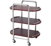 Carrello per vino a 3 ripiani, in acciaio inox e legno, con ruote, perfetto per bar, hotel e intrattenimento domestico