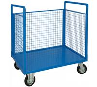 Carrello pianale con tre sponde in rete cm.130x70xh.93 kg.800 trasporto pacchi c
