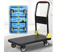 Carrello piatto portatileCarrello pieghevole in metalloCarrello mobile a quattro ruoteCarico 150 kg/300 kgCarrello piattoCarrello for bagagli(Yellow,90 * 60cm)