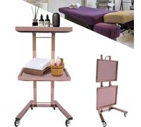 Carrello pieghevole a 2 livelli con ruote, carrello multifunzione per salone, spa, cucina e vassoio per rollare