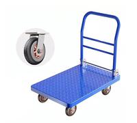Carrello pieghevole a mano - Carrello con piattaforma resistente per casa, giardino, ufficio e officina, carrello compatto blu a spinta (73 x 48 x 85 cm) per un facile trasporto e stoccaggio