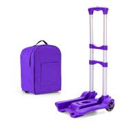 Carrello pieghevole a mano e carrello, in alluminio leggero, pieghevole, portatile, per ufficio, trasloco, aeroporto, viaggi (viola + borsa)