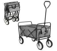 Carrello Pieghevole, Carrello a Mano da Giardino, da Spiaggia, per Il Trasporto, con Tasca Laterale, Carico Massimo 80 kg, per Attività All'aperto, Spiaggia, Campeggio, Grigio